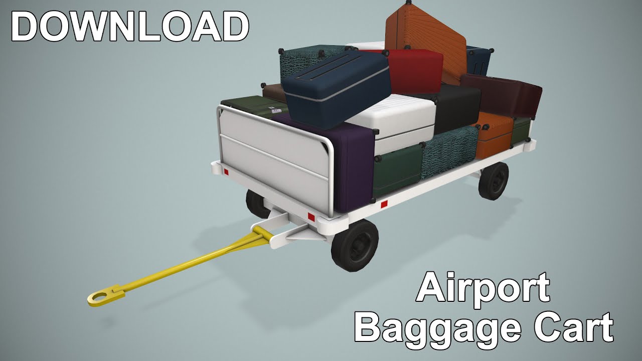 Kereta Bagasi Bandara Termuat --437-- Model 3D