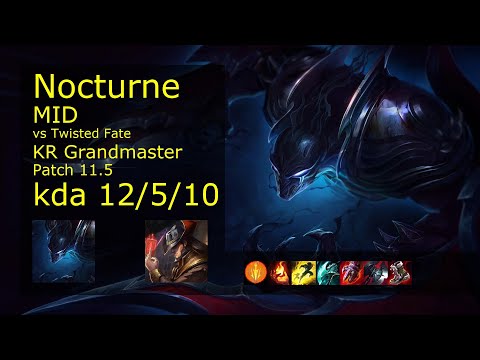 Nocturne vs Twisted Fate Mid - KR Grandmaster 12/5/10 Patch 11.5 Gameplay // [롤] 녹턴 vs 트위스티드 페이트 미드