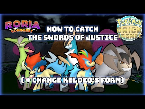 HOW TO CATCH THE SWORDS OF JUSTICE ( +CHANGE KELDEO'S FORM) IN RORIA CONQUEST | POKEMON BRICK BRONZE