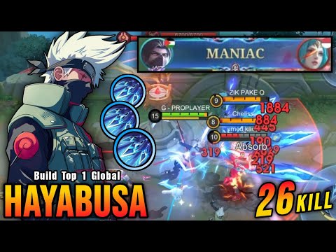 26 Kills + MANIAC!! Hayabusa Kakashi Skin Deadly Shadow!! - Build Top 1 Global Hayabusa ~ MLBB