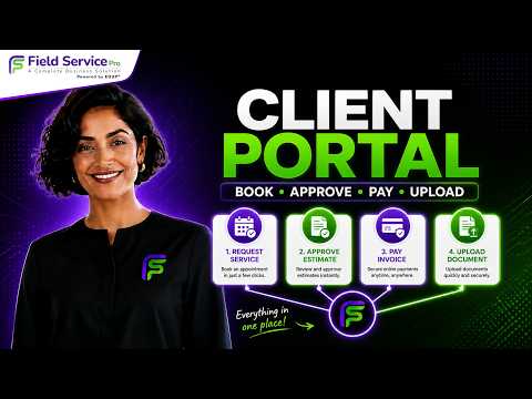 Portal do cliente do FieldServicePro: agendar, pagar, assinar e enviar