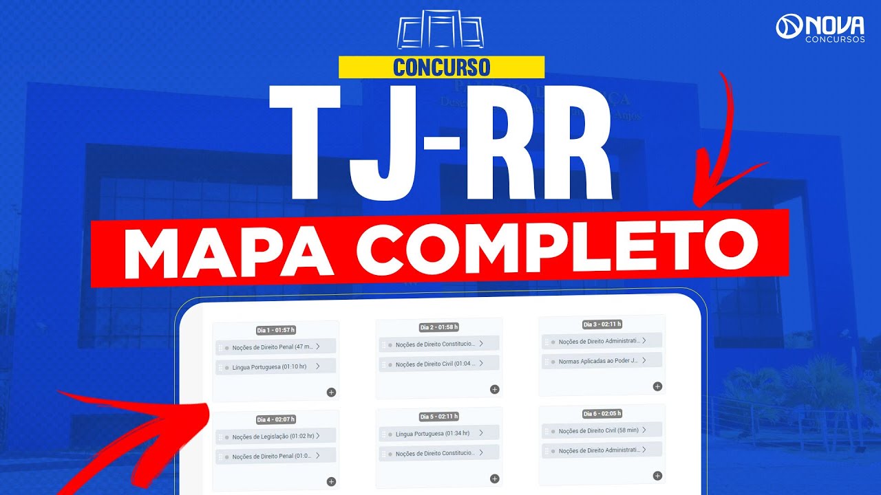 Plano de estudos completo Concurso TJ RR 2024: Técnico Judiciário