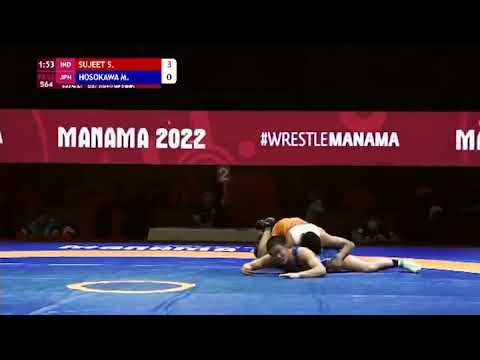Fs65 Sujeet(IND) df. Hosokava M.(JPN) 🇮🇳🥇medalist of U20 Asian championships 2022 #wrestling #win
