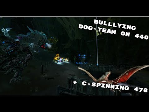 ARK Official PVP // [YSS] Bullying Dog Team on 440 + C-Spinning Into 478 Base