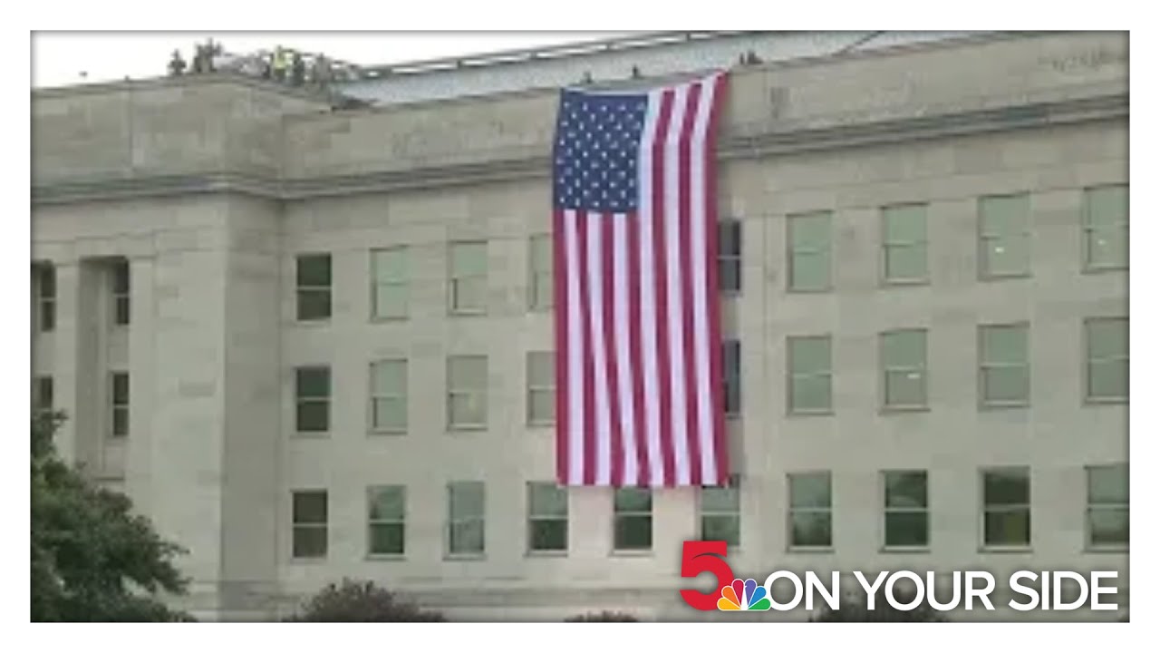 Raw video: US flag unfurled at the Pentagon for the anniversary of the 9/11 terrorist attacks