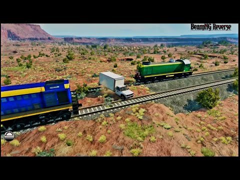 Two Trains vs Cars Crashes Reverse - BeamNG Drive