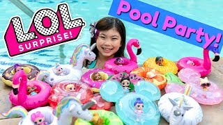 LOL SURPRISE POOL PARTY IN BEVERLY HILLS! UNDER WRAPS SERIES 4 EYE SPY | END OF SUMMER MINI FLOATIES