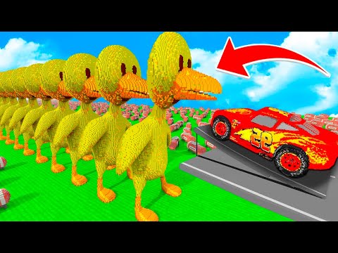 CARS Jump Over YELLOW RAINBOW FRIENDS (Teardown Mods)