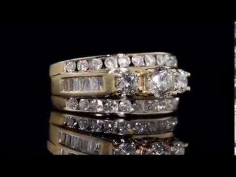 Three Stone Diamond Engagement Ring 2.0 Carat in 14K White Gold