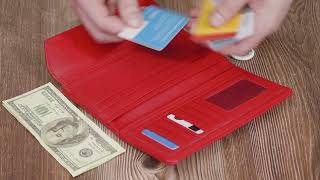 Портмоне для жінок з блоком для карт з натуральної шкіри ST Leather 22699 червоне