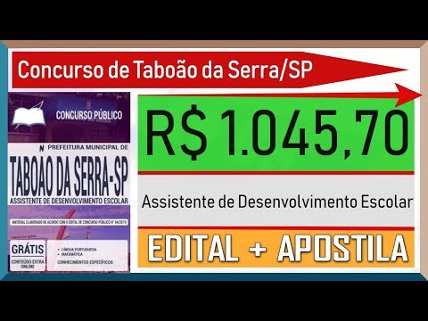 Edital Concurso Taboão da Serra SP 2019   Apostila Para Assistente de Desenvolvimento Escolar