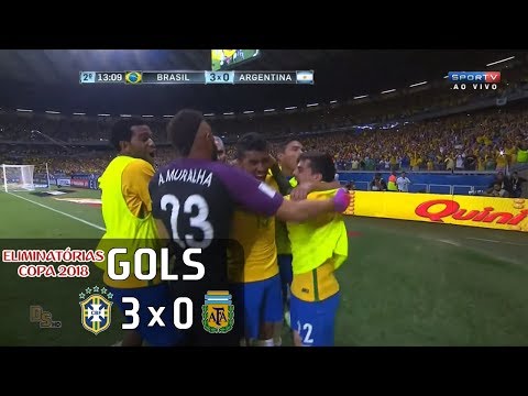 Gols - Brasil 3 x 0 Argentina - Eliminatórias Copa 2018