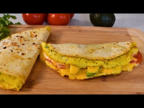 Incredibly Quick Breakfast Ready in 5 Minutes - Tortilla with eggs tomatoes and avocado