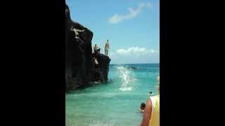 preview picture of video 'Hawaii 2010 Waimea Bay Cliff Jump 1'
