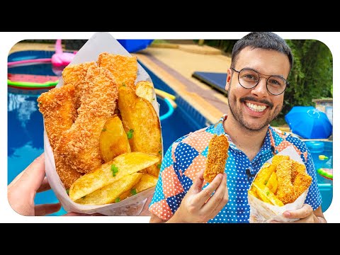 FILÉ DE PEIXE MEGA CROCANTE COM FRITAS RÚSTICAS - FISH AND CHIPS | Thigas Ribeiro