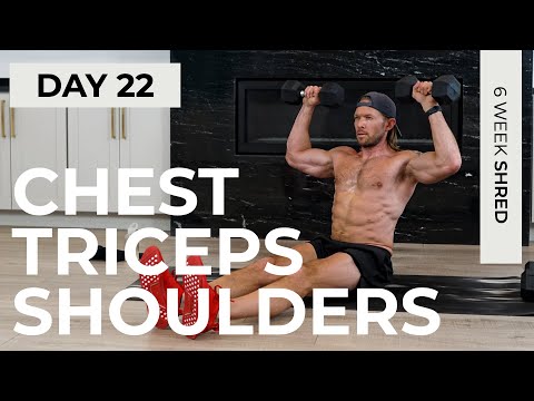 Day 22: 40 Min Dumbbell PUSH WORKOUT [Chest, Triceps & Shoulders] // 6WS1