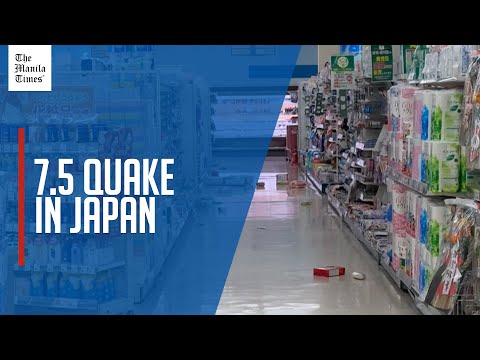 Footage from inside supermarket as powerful 7.6 quake strikes off Japan