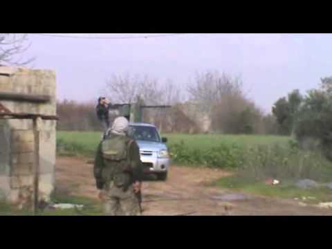 استهداف تحصينات قوات النظام في الحواجز المحيطة لطيبة الإمام بواسطة رشاش 14.5 من قبل كتيبة أبو عبيدة بن الجراح