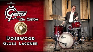 Video thumbnail for GORGEOUS Gretsch USA Custom Drum Kit - Rosewood Gloss Lacquer by Steve Maxwell Drums