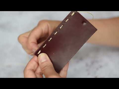 How to stitch leather together using a simple running stitch.