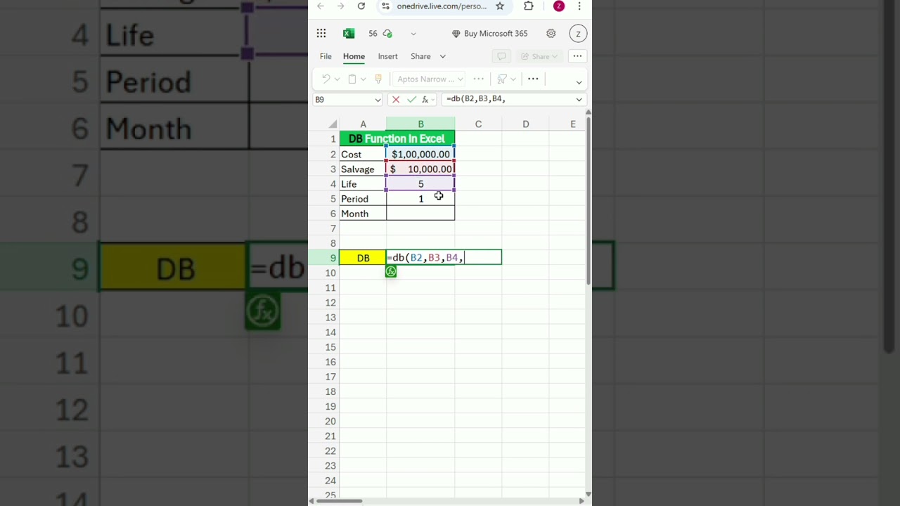 DB Function In Excel | Excel Formula | DB Function | Excel World