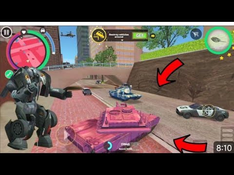 Rope Hero Vice Town -(Pink Tank FightArmy Tank and Police CAr Robot) Spawn APink Tanker - HD