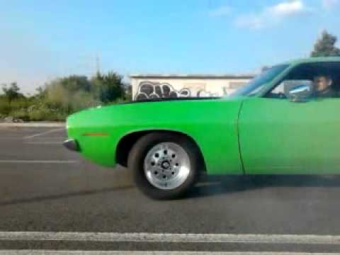 Plymouth Barracuda  Launch ! suspension test part 2 , with front calvert 90/10 shock , no swaybar!