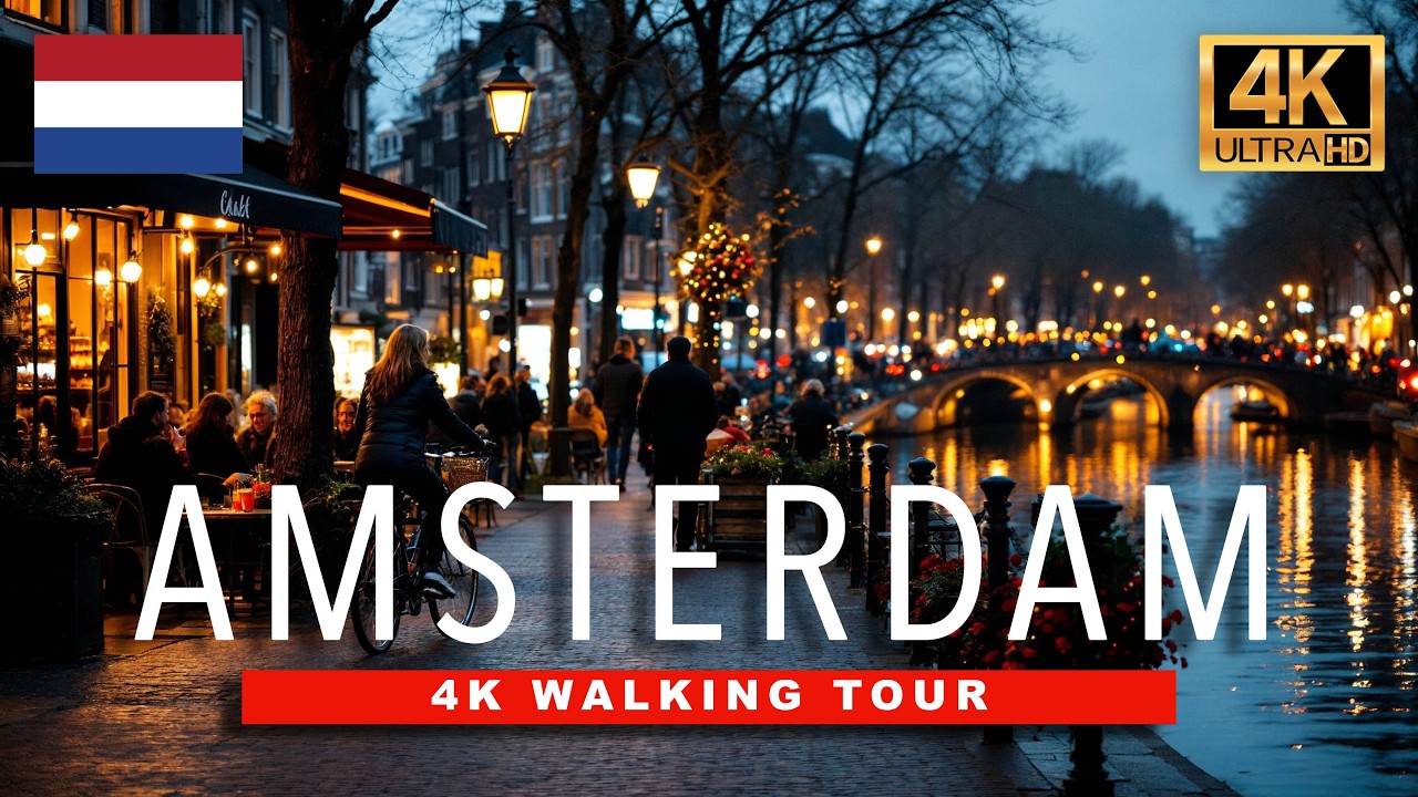 Immersive street-level walking tour through Central Amsterdam Winter Night Walk ❄️ Amsterdam After Dark ❄️ Canal Winter Walk in 4K, Netherlands, showcasing authentic urban landscapes, local architecture, and the vibrant atmosphere of the city's neighborhoods