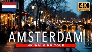Central Amsterdam Winter Night Walk ❄️ Amsterdam After Dark ❄️ Canal Winter Walk in 4K