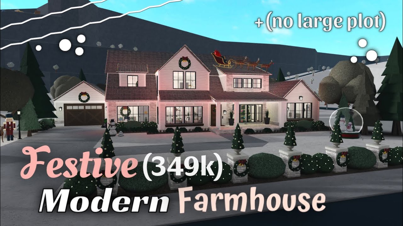 Roblox-Bloxburg // Festive Modern Farmhouse (349k) tour + speedbuild