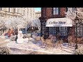 Cozy Snowy Morning Coffee Shop Ambience with Relaxing Jazz Music