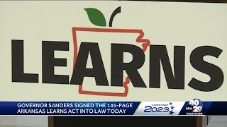 Arkansas Gov. Sarah Huckabee Sanders signs education bill into law