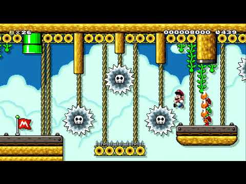 Mario enter Bowser Jr's Airship by JohnnyZ - SUPER MARIO MAKER - NO COMMENTARY 1bc