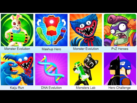 Monster Evolution,Mashup Hero,Monster Evolution,Kaiju Run,DNA Evolution,Monsters Lab,Hero Challenge