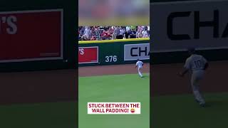 A.J. Pollock's double gets stuck between wall padding ????