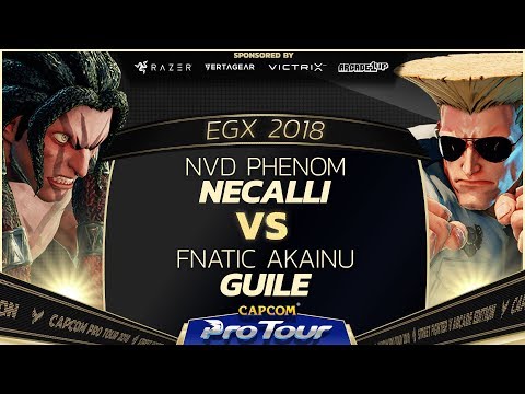 NVD Phenom (Necalli) vs Fnatic Akainu (Guile) - EGX 2018 EU Finals Top 8 - SFV - CPT 2018