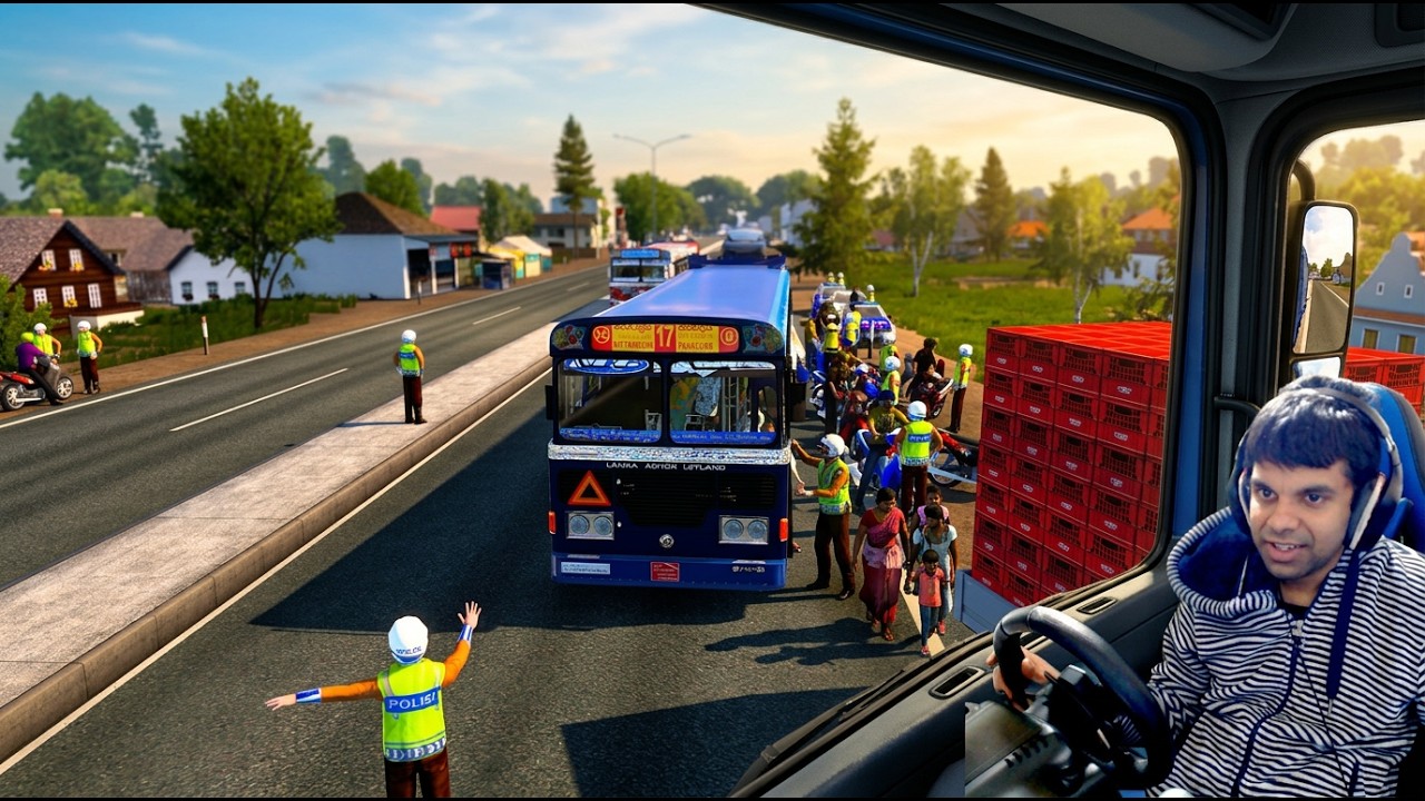 පොලිසියෙන් ඇල්ලුවා | Ets 2 multiplayer convoy|#ets2 #busgames #laahiru
