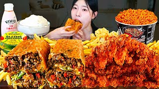 Download lagu ASMR MUKBANG| Mexican Food Party! Grilled Cheese Burritos, Fried Chicken, and Fire Noodles EATING mp3