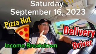 Pizza Hut Delivery driver income breakdown