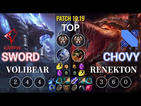GRF Sword Volibear vs DRX Chovy Renekton Top - KR Patch 10.19