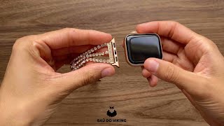 Vídeo de Pulseira Aço Strass Jóia Crown Rose Gold Compatível com Apple Watch