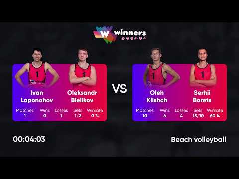 16:20 I. Laponohov / O. Bielikov - O. Klishch / S. Borets 31.10.2022 | Winners Beach Volleyball