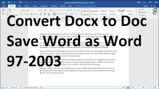 How to Convert Docx to Doc:  Save Word as Word 97-2003