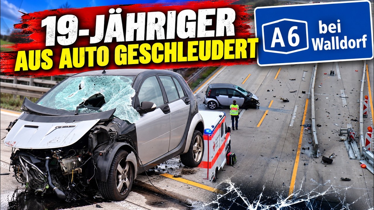 Schwerer Verkehrsunfall auf der A6 bei Walldorf - 19-jähriger aus Auto geschleudert