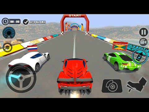 Impossible Car Tracks 3D - Red Sport Car Driving Stunts Multiplayer Mode - Android Gameplay 2017
