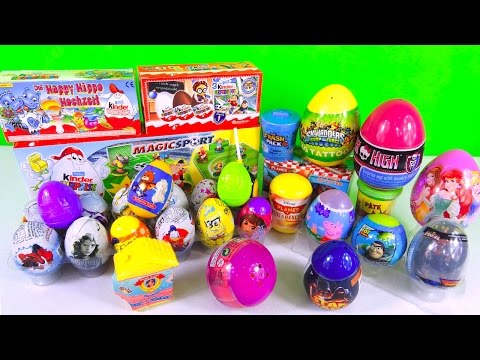 40 Kinder Surprise Eggs Toys - Dora Peppa Princess SpongeBob Star Wars - Unboxing by TheSurpriseEggs Video