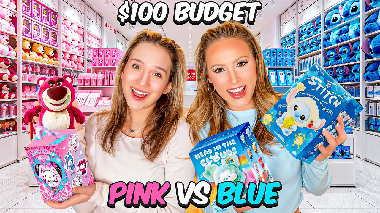 PINK VS BLUE $100 MINISO SHOPPING CHALLENGE 🩷🩵 #shopping #challenge #trend #japanese #surprise  
