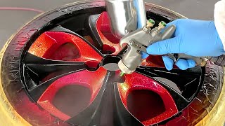 How to paint car wheels.Candy painting, Chameleon paint and Flake paint.