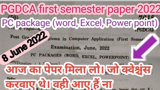PGDCA 1st semester,PC package (word,Excel,PowerPoint) #8_June_2022_paper full solution#r2studyteam