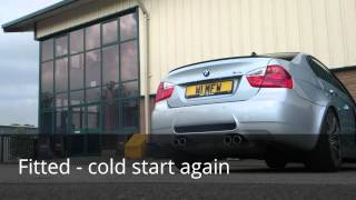 BMW M3 E90 Straight through w/decat pipes fitted to standard exhaust system vs stock